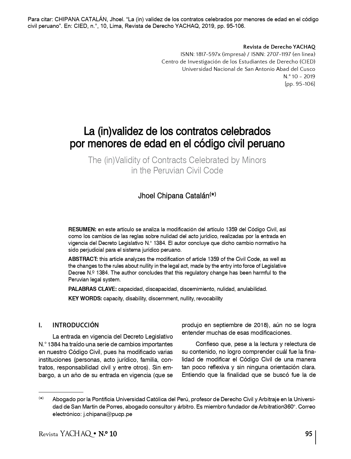 Lee más sobre el artículo La (in) validez de los contratos celebrados por menores de edad en el código civil peruano
